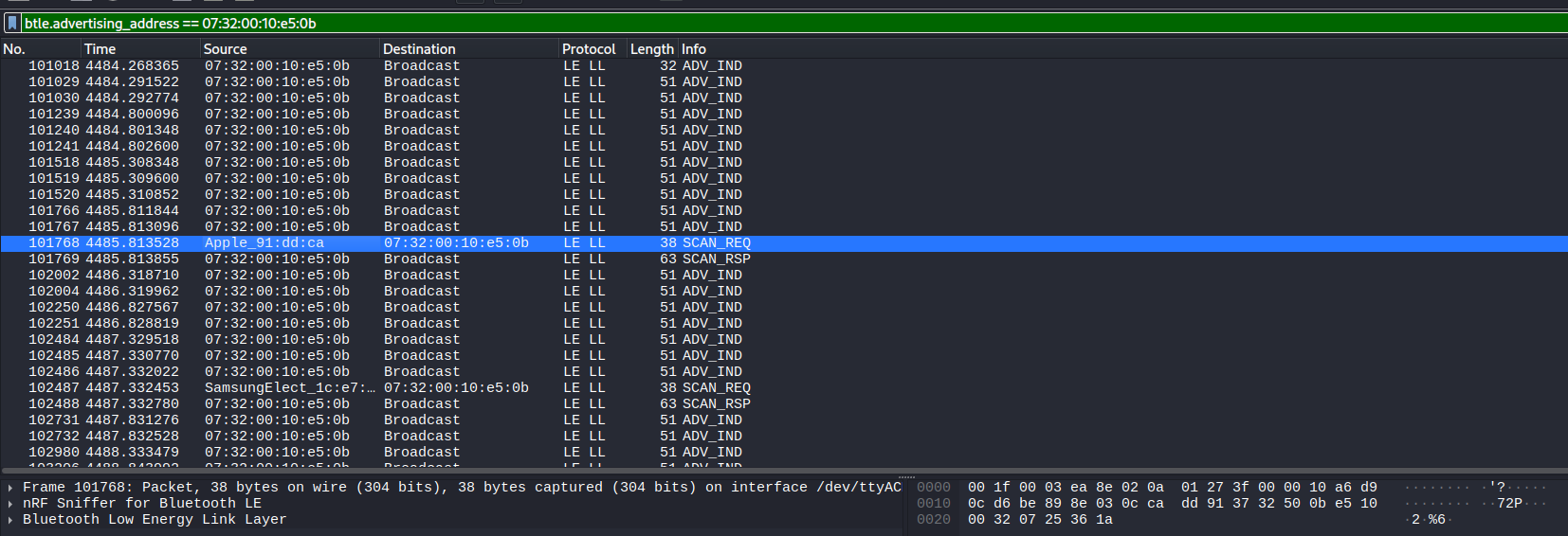 Mapping raw hex dump to data fields