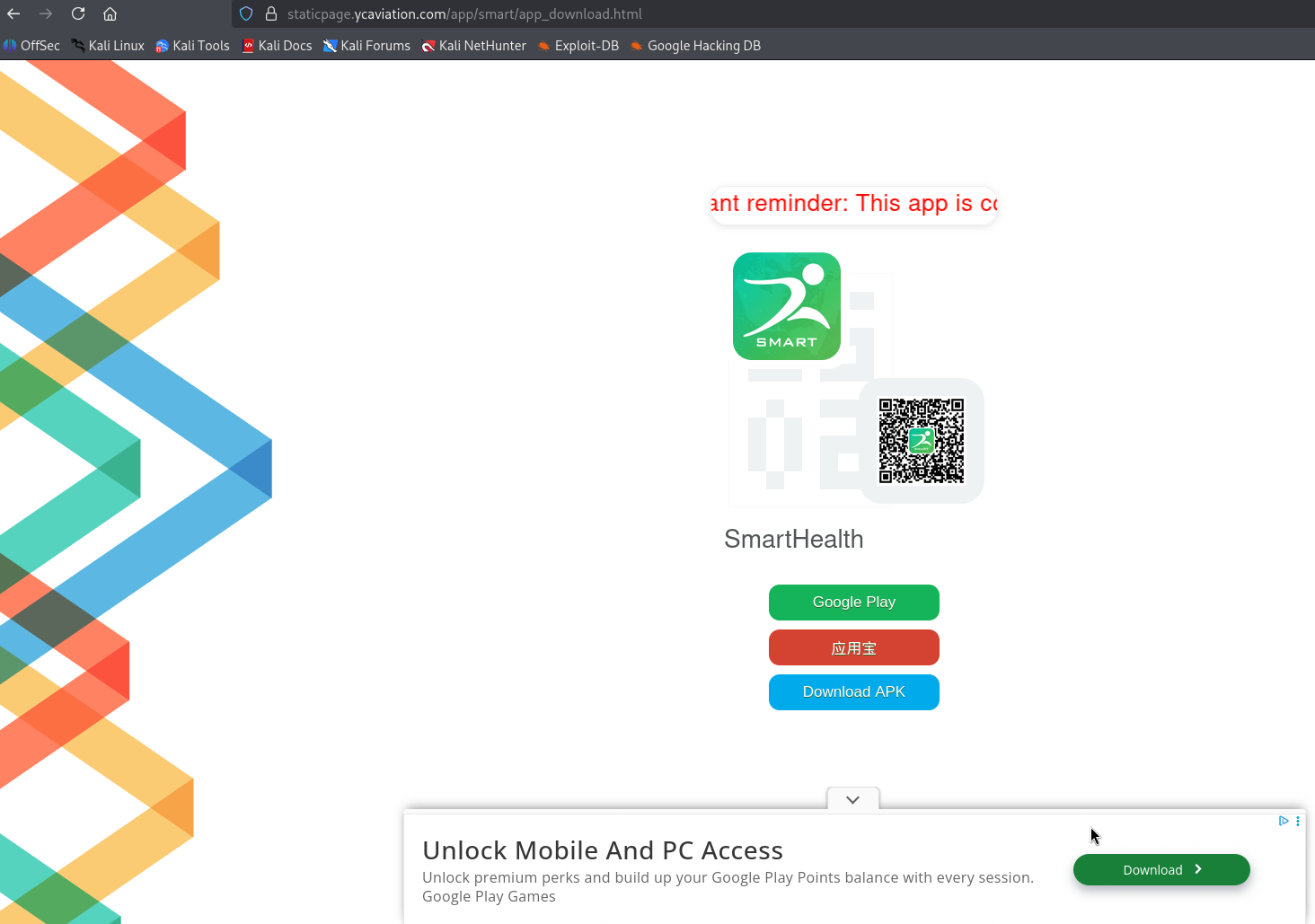 YC Aviation APK download page