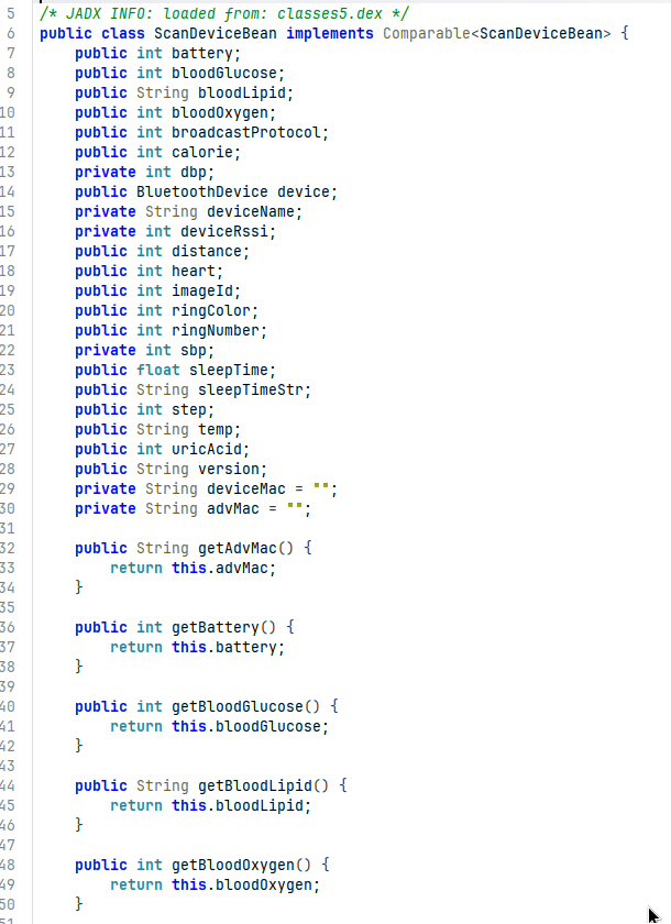 ScanDeviceBean class structure view